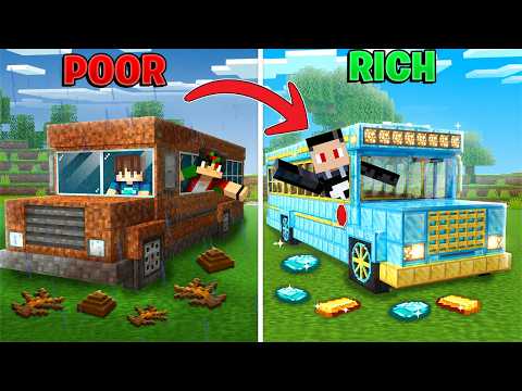 From POOR to MILLIONAIRE Bus in Minecraft!