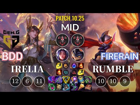 GEN Bdd Irelia vs FireRain Rumble Mid - KR Patch 10.25