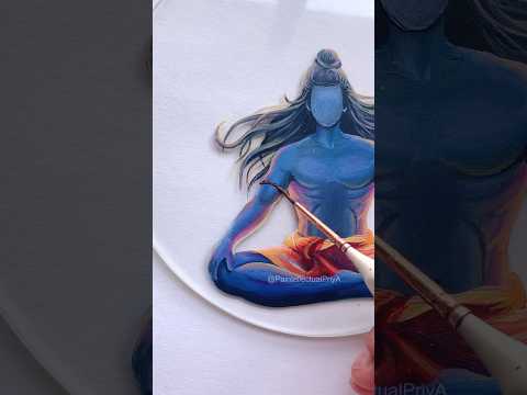 Shiv ji Glass Painting 🕉️ 😱 #shorts