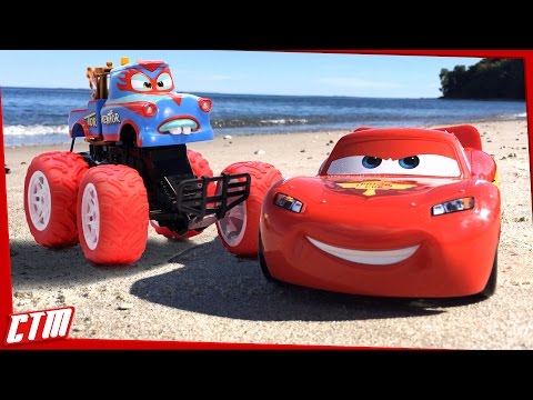 Disney Pixar CARS TOON Mater Monster Truck & Lightning McQueen | TORMENTOR Freestyle on the beach Video