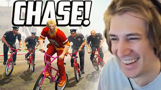 THE BMX BANDITS - Intense Bank Heist on Bicycles | xQc GTA Roleplay