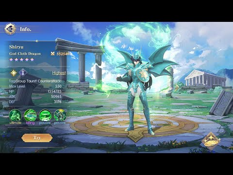 Release!! Best tank : Divine Cloth Dragon Shiryu//Summons 130 tickets - Saint Seiya Meteor Shine