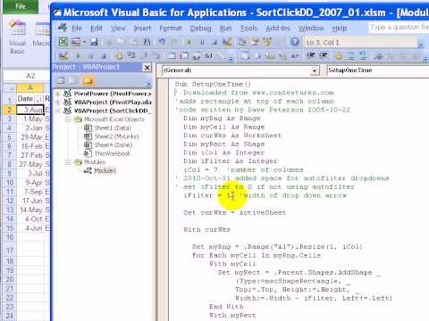 Excel VBA - Click Column Heading to Quickly Sort Table