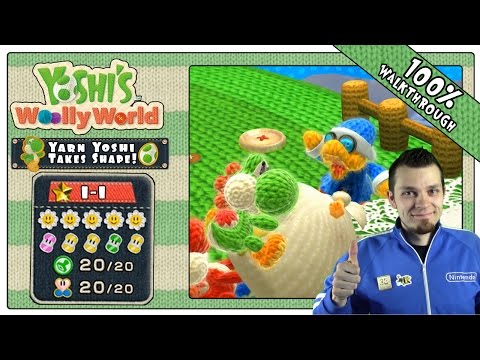 Yoshi's Woolly World - 100% Walkthrough Part 1 - World 1-1 | Yarn Yoshi Takes Shape!