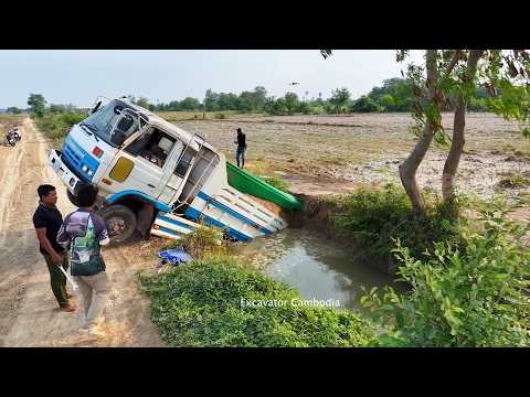 Be careful the driver careless driving caused the truck to almost fall in canal  requiring rescue...