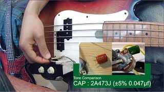 Comparison:  Tone Circuit using 0.47 vs 0.68 Cap - Precision Bass