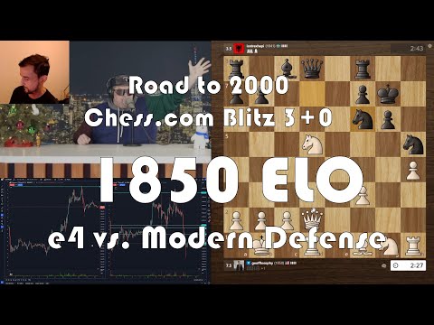 Road to 2000 #549 - 1850 ELO - Chess.com Blitz 3+0 - e4 vs. Modern Defense
