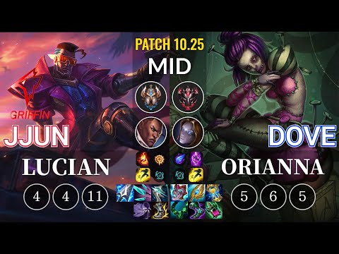 GRF jjun Lucian vs Dove Orianna Mid - KR Patch 10.25