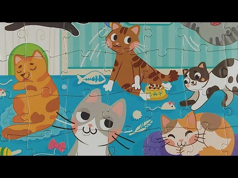 Seven Cute Cheerful Kittens - Solving Jigsaw Puzzle for kids
