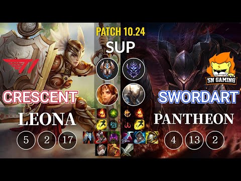 T1 Crescent Leona vs SN SwordArt Pantheon Sup - KR Patch 10.24