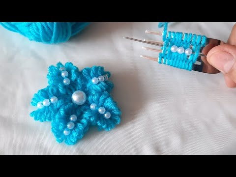 Amazing Woolen Flower Ideas with Fork | Hand Embroidery Design | Sewing Hack | Easy Trick