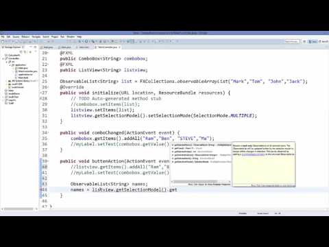 JavaFx Tutorial For Beginners 13   JavaFX ListView