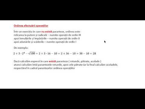 ordinea efectuarii operatiilor