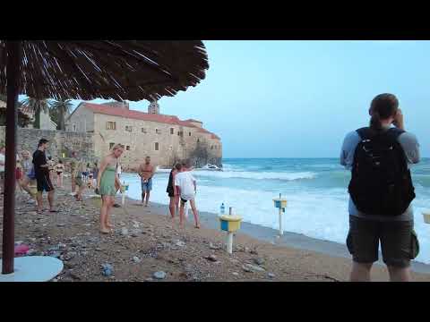 🌞Budva, storm, Old Town, Montenegro, 🌡T+36C°,  July - Walking Tour - Travel Guide  #43/2