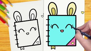 ❤️👉COMO DESENHAR UM CADERNO KAWAII DE COELHINHO MUITO FOFO