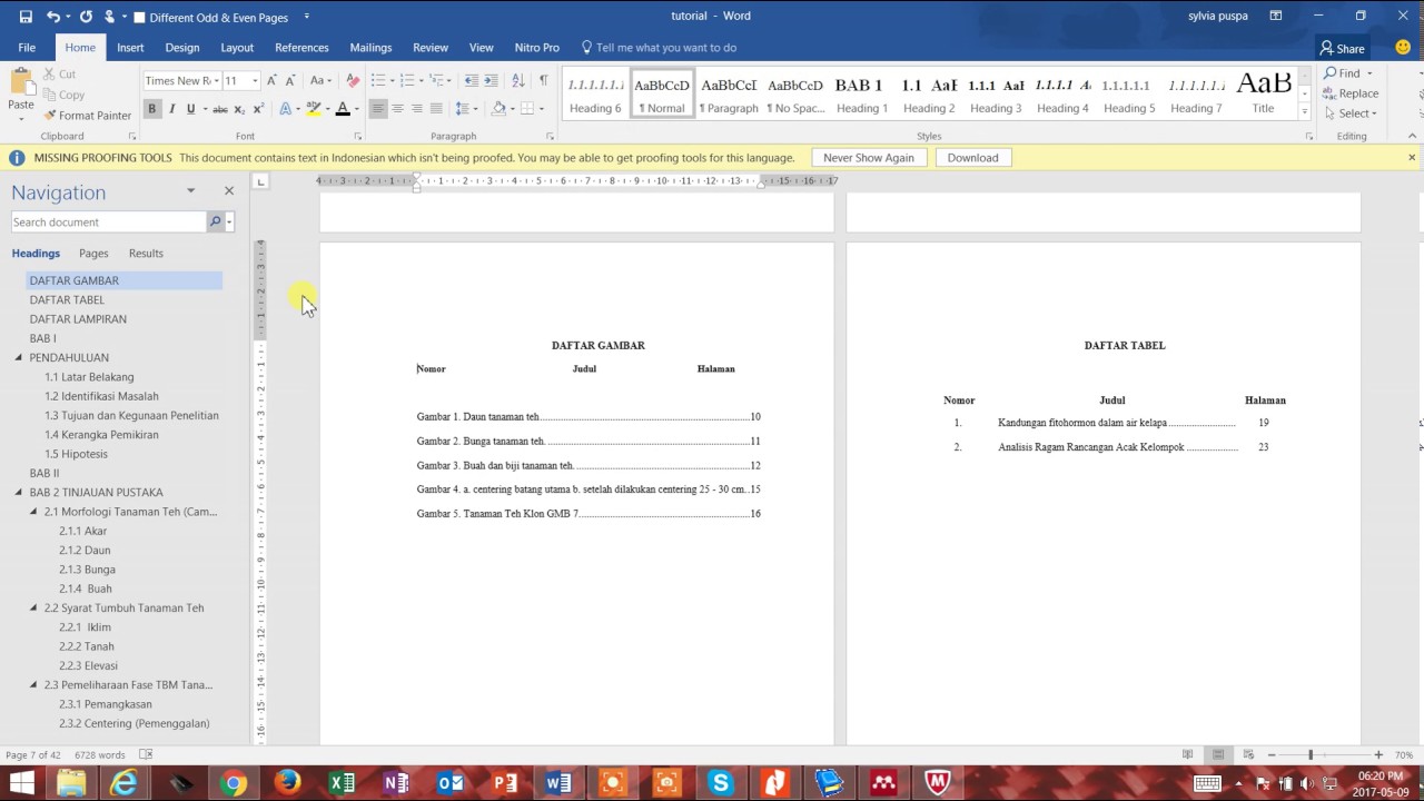 Tutorial pembuatan daftar tabel, gambar, dan lampiran