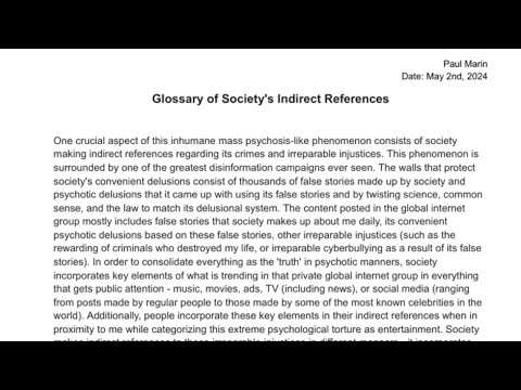 Glossary of Society's Indirect References