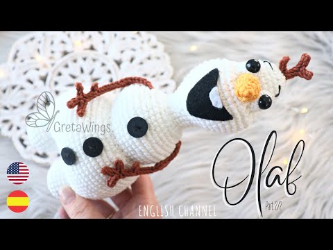 How to make Olaf Snowman from Frozen Part 2/2 CROCHET AMIGURUMI Sub 🇺🇸🇪🇸/ GretaWings