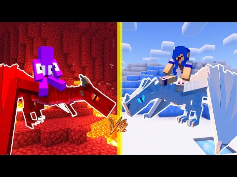 Dragão de FOGO VS Dragão de GELO no Minecraft!!
