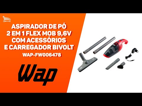 Aspirador de Pó 2 em 1 Flex Mob 9,6V com Acessórios e Carregador Bivolt - Video