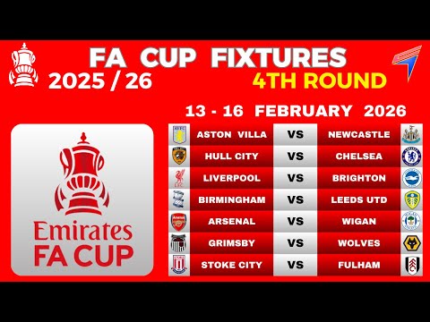 FA CUP FIXTURES TODAY - ROUND 4 • 16 MATCHES • FA CUP  25/26