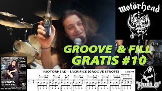 GROOVE &amp; FILL GRATIS #10 - MOTORHEAD - SACRIFICE (DRUM GROOVE) - Drum Tutorial