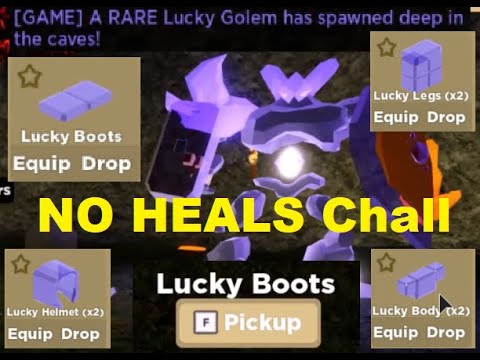Challenge! RARE Lucky Golem BOSS Fight NO HEALS Solo! More Lucky BOOTS Loot! - Island Tribes Roblox