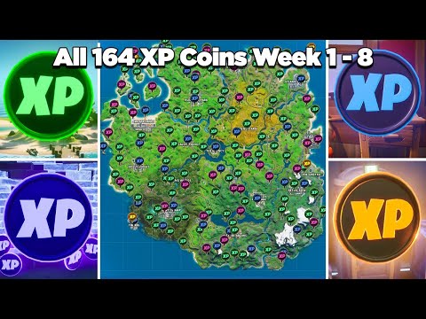 All 164 XP Coins Location Guide - Fortnite Season 2 (All Green, Blue, Purple & Gold XP Coins)