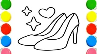 How To Draw cute Shoes Drawing, Painting & Coloring For Kids and Toddlers_ Child Art 🐋🌈