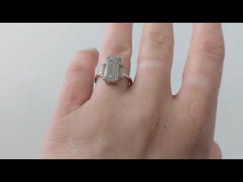 3 CT Emerald Cut Moissanite Diamond Engagement Ring | Vintage 3 Stone Ring | 14K/18K Gold Ring