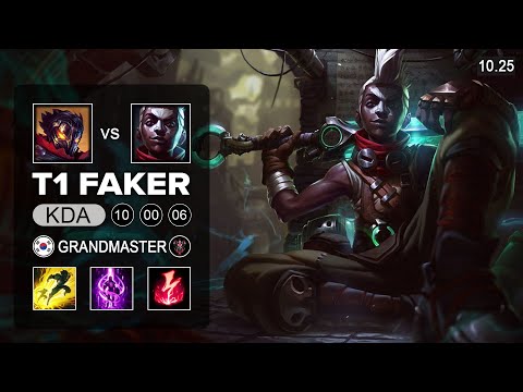 T1 Faker Ekko Mid vs Viktor - KR Grandmaster Patch 10.25