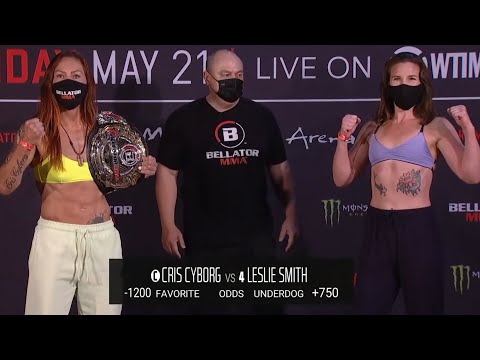 Cris Cyborg vs. Leslie Smith - Weigh-in Face-Off - (Bellator 259: Cyborg vs. Smith 2) - /r/WMMA