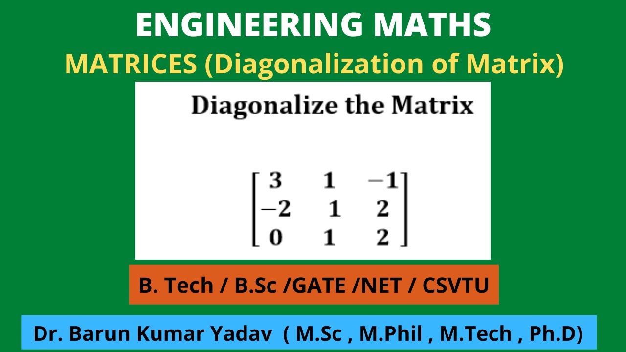 Diagonalization of a matrix | Matrix | Matrices | basic concept and problem | PART 17 | #BarunMaths