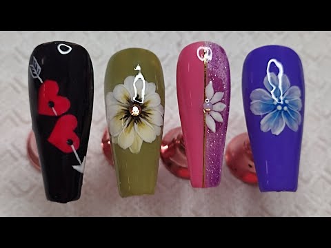 4 IDEAS de UÑAS creativas  💅#UñasconFlores