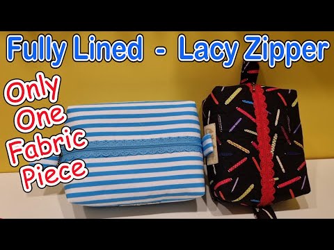 Only One Fabric Piece Fully Lined with lacy zipper boxy bag external zip.  DIY Sew to Sell