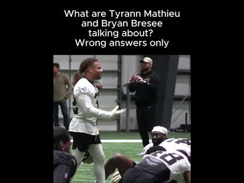 Tyrann Mathieu, Bryan Bresee share a laugh before #Saints practice #nfl