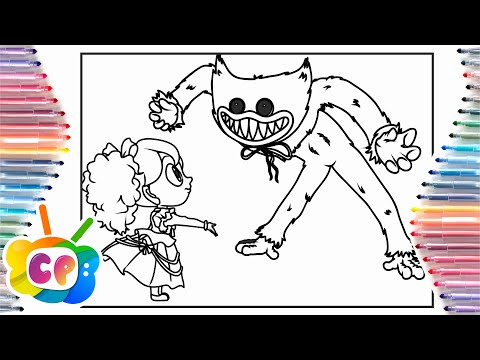 Huggy Wuggy with Poppy Doll coloring page/Huggy Wuggy Coloring pages/ Tobu - Candyland [NCS Release]