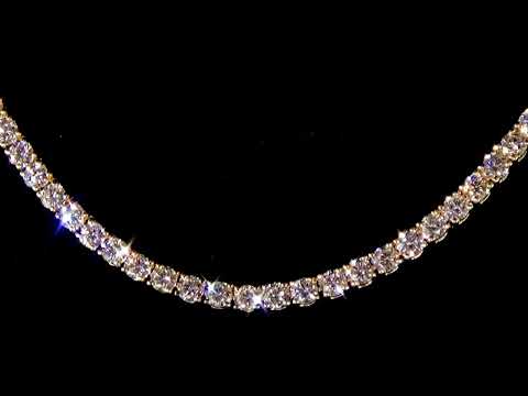 18k Yellow Gold 11.06ct (TDW) Diamond Tennis Necklace