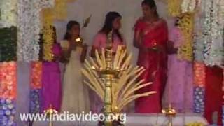 Decorated dais for Hindu Marriage, Kerala, India
