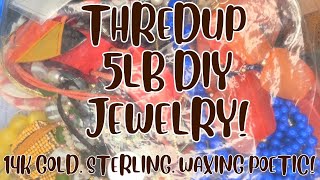 $1200+ In 14K GOLD! So Much Sterling! THREDUP 5LB DIY JEWELRY RESCUE UNBOXING & SALE! #jewelryjar 