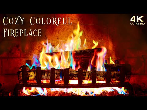 Cozy Colorful Fireplace 4K ~ Relaxing Rainbow Flames