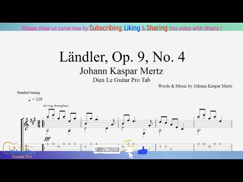Ländler, Op. 9, No. 4 - Johann Kaspar Mertz - for Guitar Tutorial with TABs