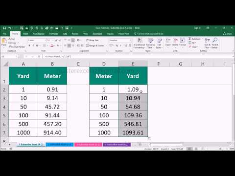 How to convert yard to meter  & meter to yard in excel