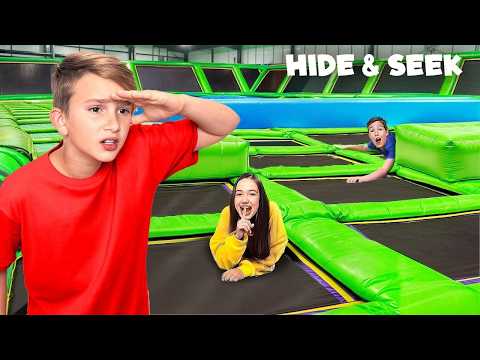 Extreme hide-and-seek in a trampoline park!