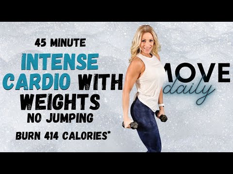 45 Minute INTENSE CARDIO With Weights | No Jumping | No Repeat | All Standing | Burn 414 Calories*🔥
