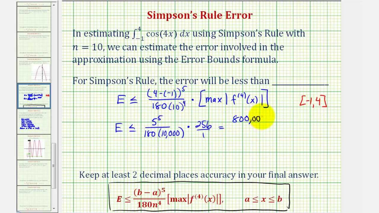 Simpson's Rule Error - Numerical Integration Approximation