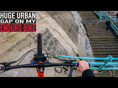 SENDING A HUGE URBAN GAP ON MY ENDURO BIKE// BRIGHTON URBAN FREERIDE