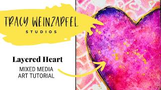 Mixed Media Heart Art Journal Tutorial | Watercolor, Distress Oxides & Gold Acrylic