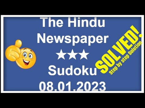How to Solve Hindu 3-Star Sudoku, January 08, 2023 | Step-by-Step Solution | ★★★