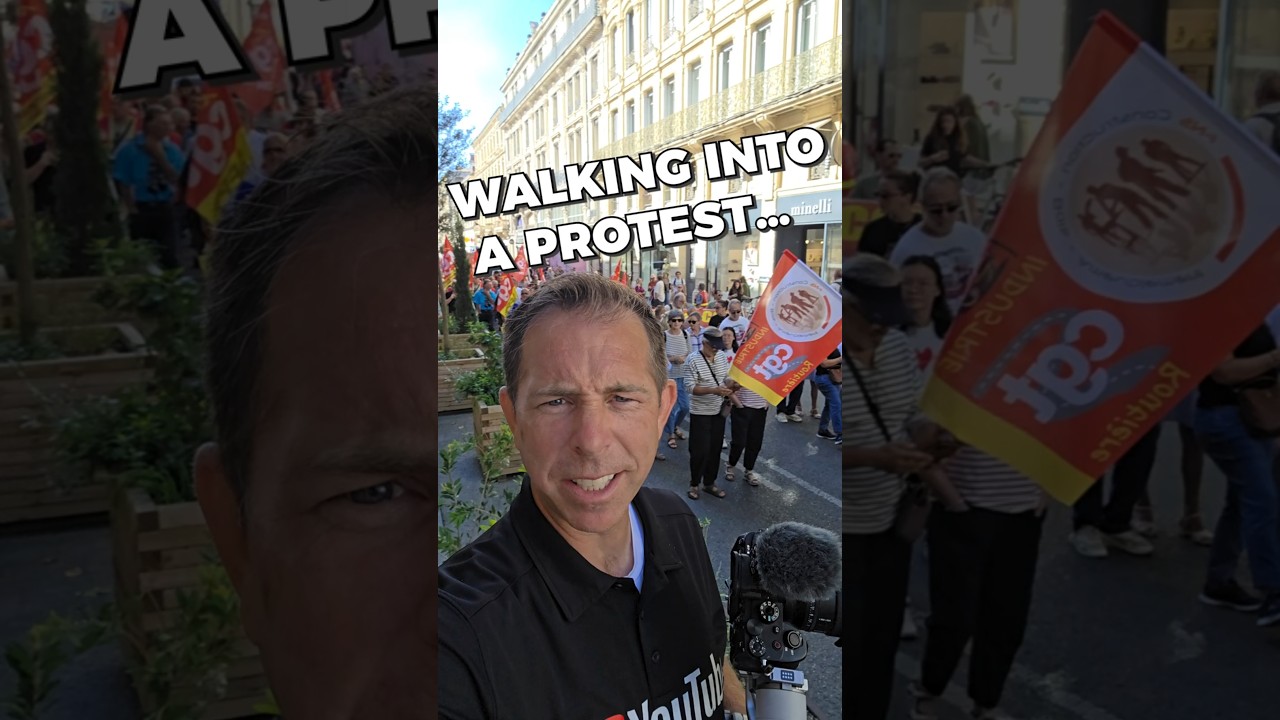 Immersive street-level walking tour through Unexpected Protest in Avignon 🇫🇷, France, showcasing authentic urban landscapes, local architecture, and the vibrant atmosphere of the city's neighborhoods